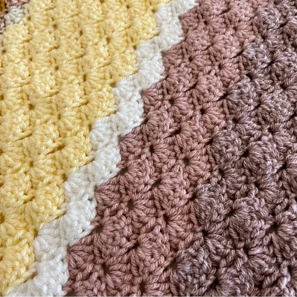 Handmade Multicolor Crochet Afghan Blanket Throw Stripes 60